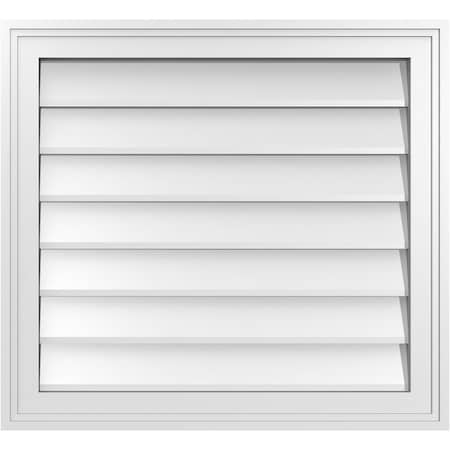 Ekena Millwork Vertical Surface Mount PVC Gable Vnt: Non-Functional, w/2"W x 1-1/2"H, Brickmould Frame, 24"W x 22"H GVPVE24X2202SN